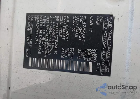 2016 Nissan Rogue Sv z USA, uszkodzony, nr VIN KNMAT2MT6GP631946